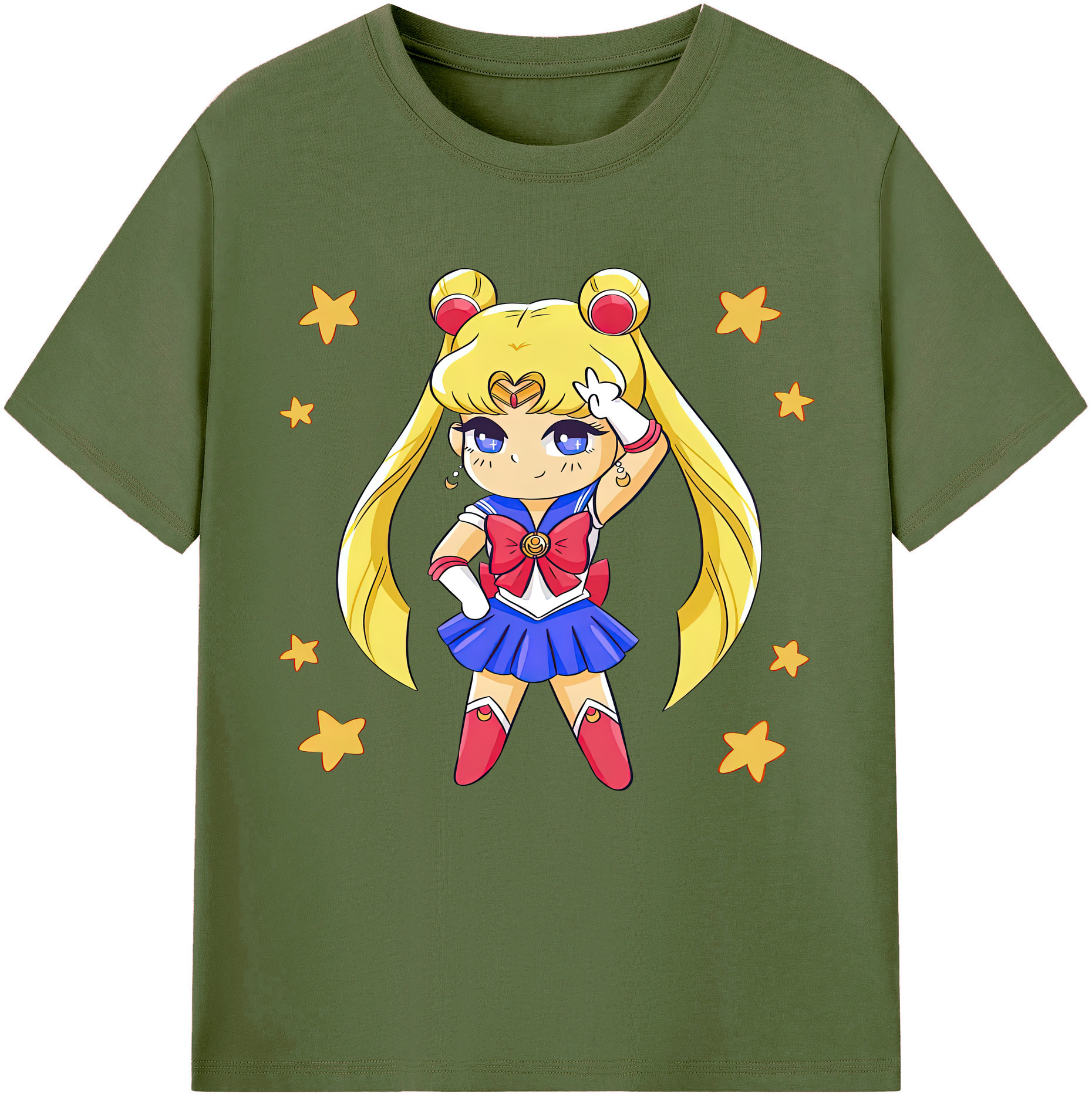 （画像用） 美少女戦士セーラームーン 月野 うさぎ つきの うさぎ Sailor Moon Tsukino Usagi 綿100％半袖Tシャツ（フロントプリント）